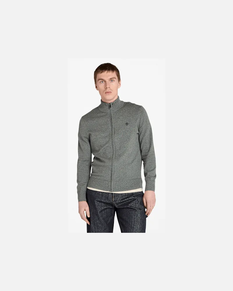 Timberland Williams River Baumwollpullover mit durchgehendem Reißverschluss für Herren in Grau, Herren, Grau, Größe Grau