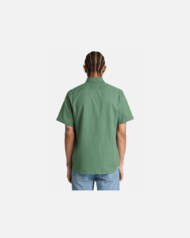 Timberland Kurzärmeliges Lovell Lake Hemd aus Baumwolle/Leinen für Herren in Dunkelgrün, Herren, Grün, Größe Grün