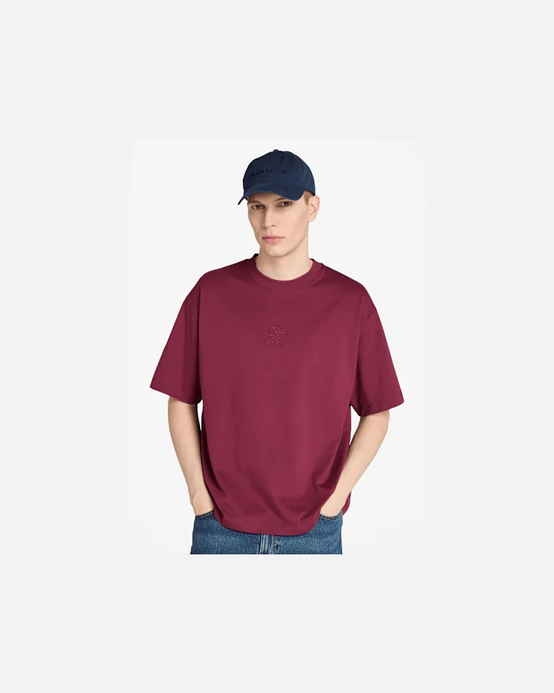 Timberland Hampton T-Shirt mit farblich abgestimmtem Stack-Logo für Herren in Burgunderrot, Herren, Burgunderrot, Größe Burgunderrot