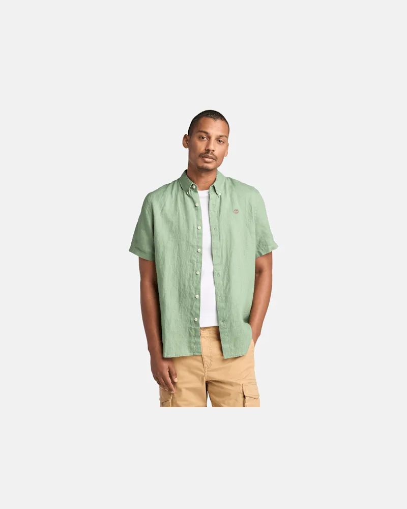 Timberland Mill Brook Kurzärmeliges Leinenhemd für Herren in Hellgrün, Herren, Grün, Größe Grün