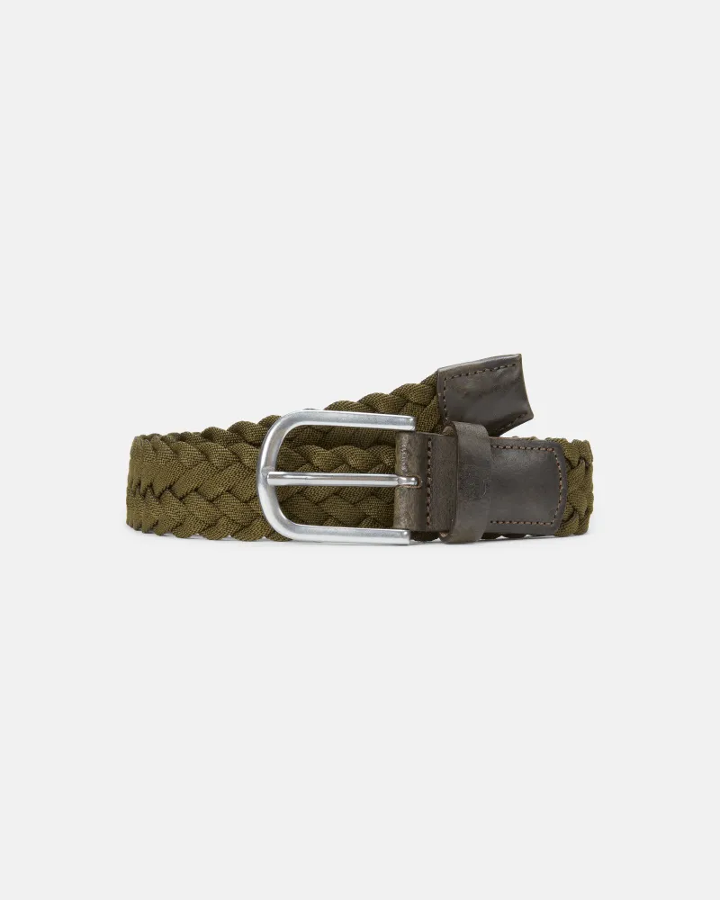 Timberland 35 mm Flechtgürtel mit Lederdetails für Herren in Grün, Herren, Grün, Größe Grün