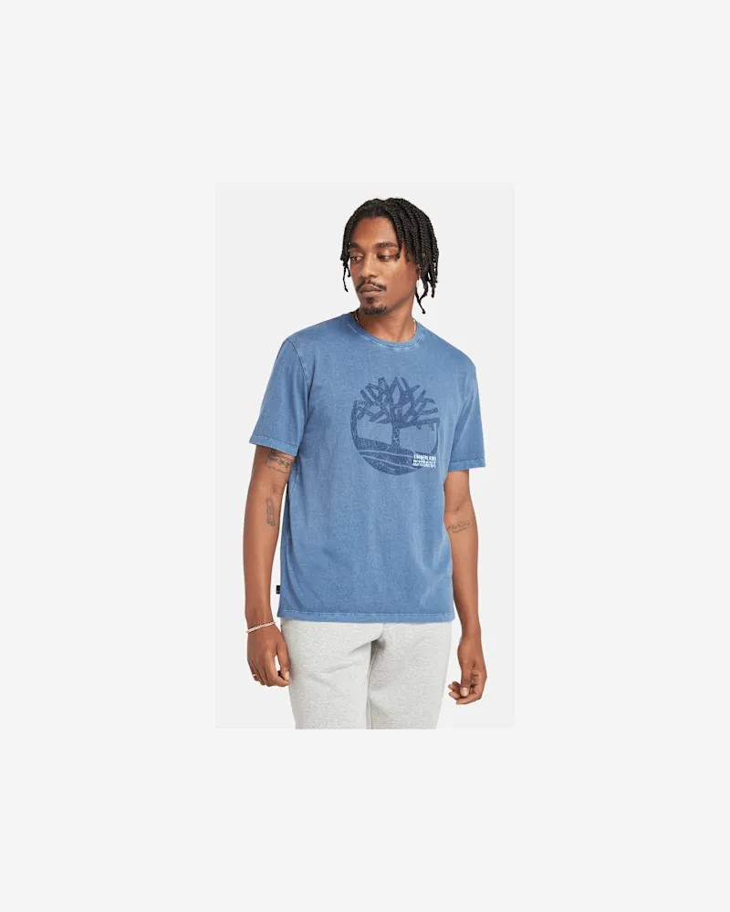 Timberland Stückgefärbtes Merrymack River T-Shirt mit Logo für Herren in Dunkelblau, Herren, Blau, Größe Blau