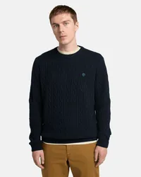 Timberland Phillips Brook Pullover mit Rundhalsausschnitt und Zopfmuster für Herren in Dunkel, Mann Blau