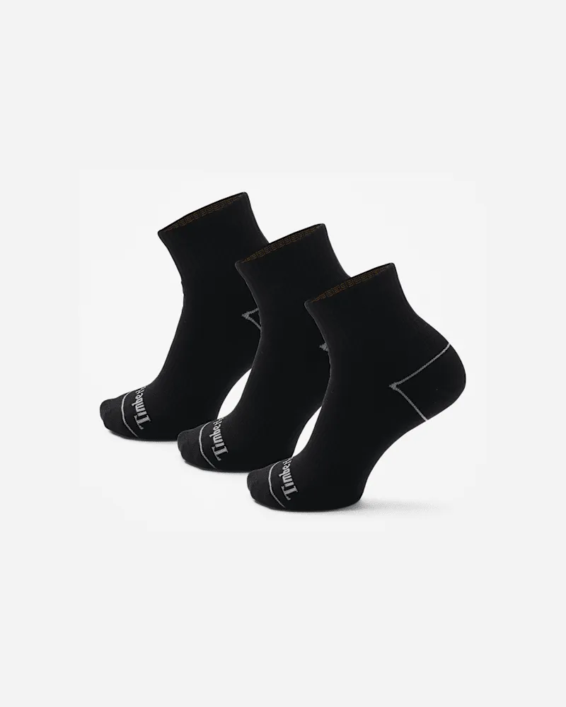 Timberland 3er-Pack vollständig gepolsterter Bowden Sneakersocken in Schwarz, Schwarz, Größe Schwarz