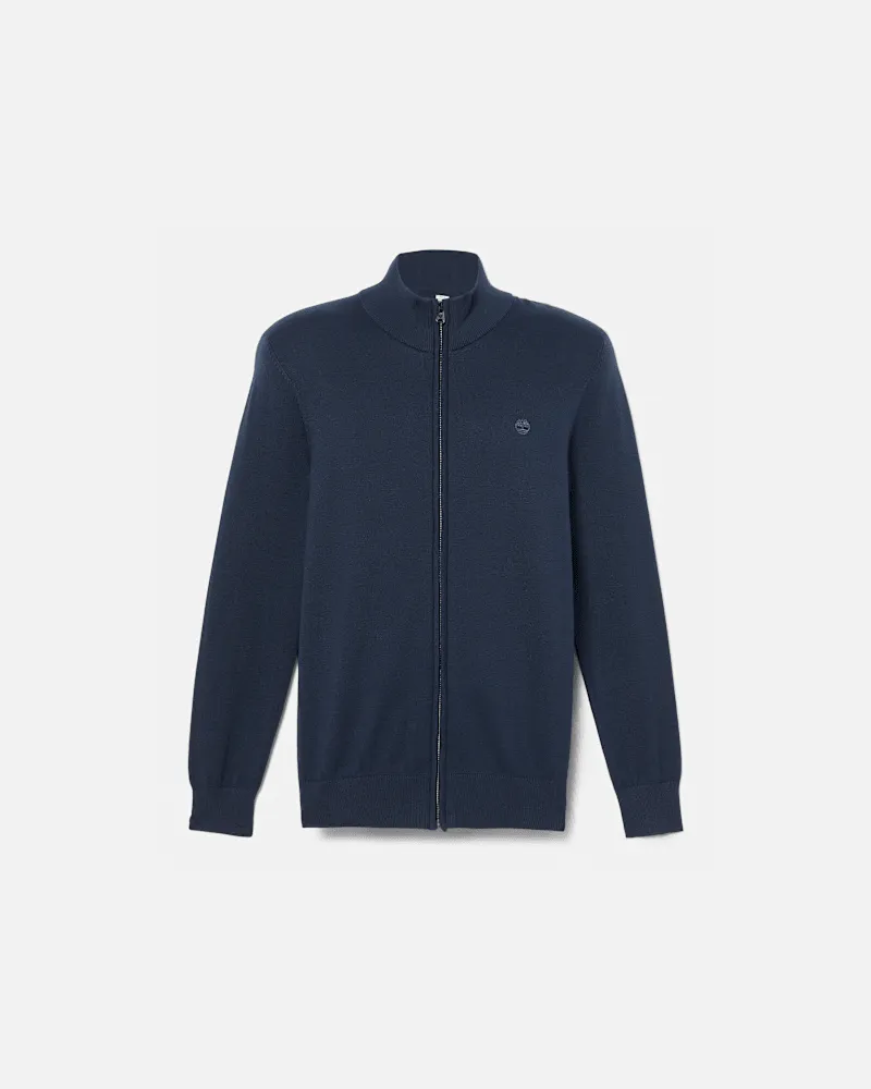 Timberland Williams River Baumwollpullover mit durchgehendem Reißverschluss für Herren in Dunkelblau, Herren, Blau, Größe Blau