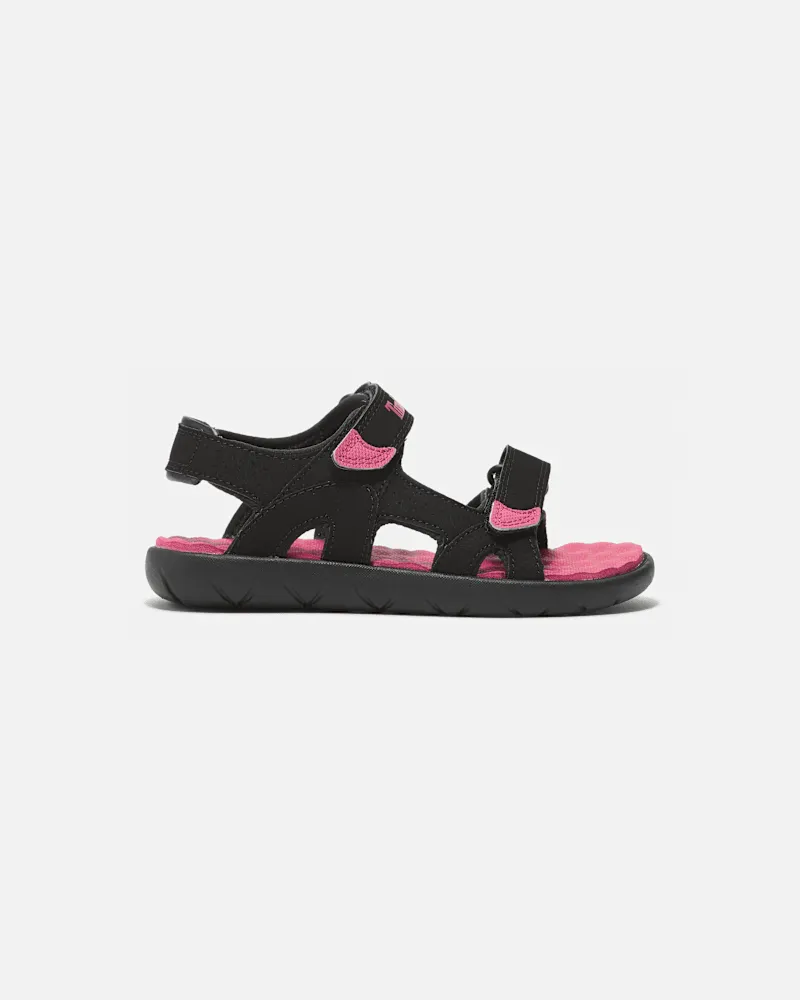 Timberland Perkins Row Sandale mit zwei Riemen für Kinder in Schwarz/Pink, Schwarz, Größe Schwarz