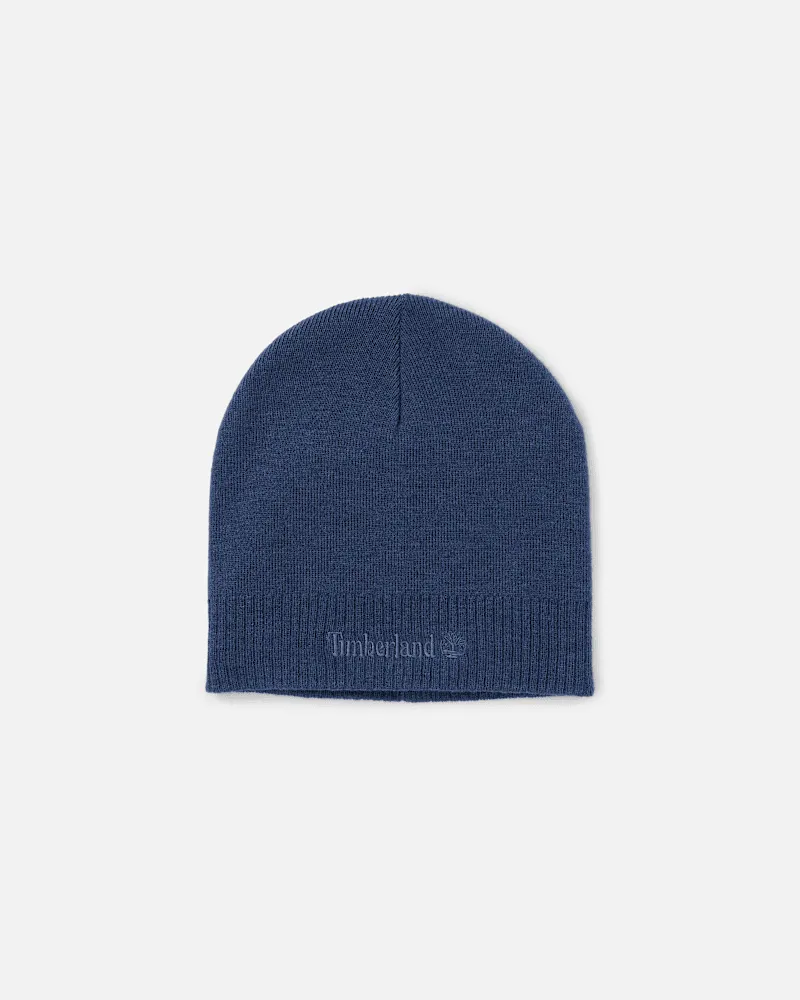 Timberland Strickmütze mit Logo in Dunkelblau, Blau Blau