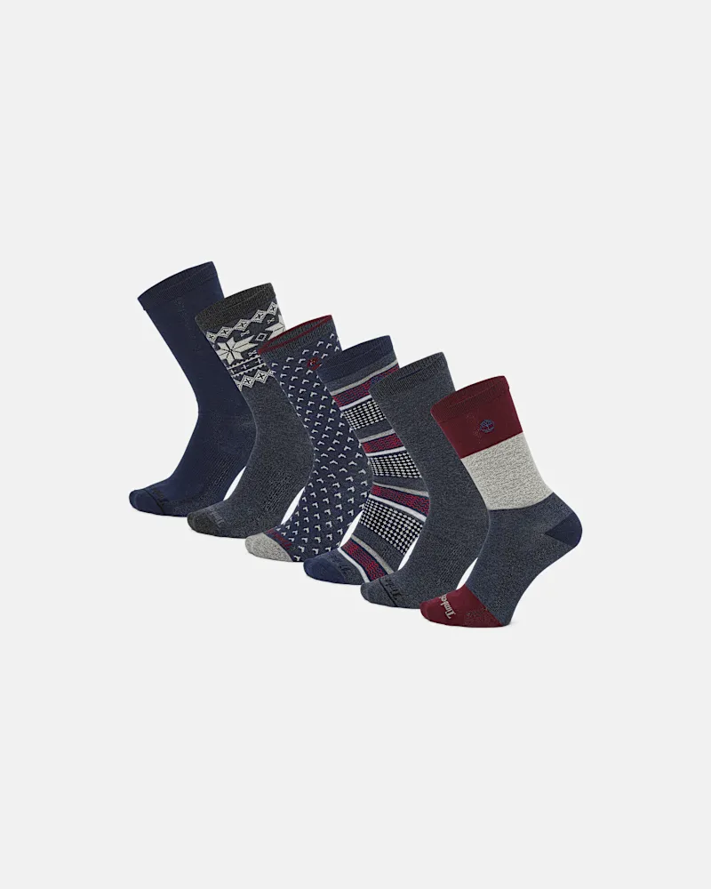 Timberland Geschenkset Crew-Socken im 6er-Pack für Herren in Dunkelblau, Herren, Blau, Größe Blau