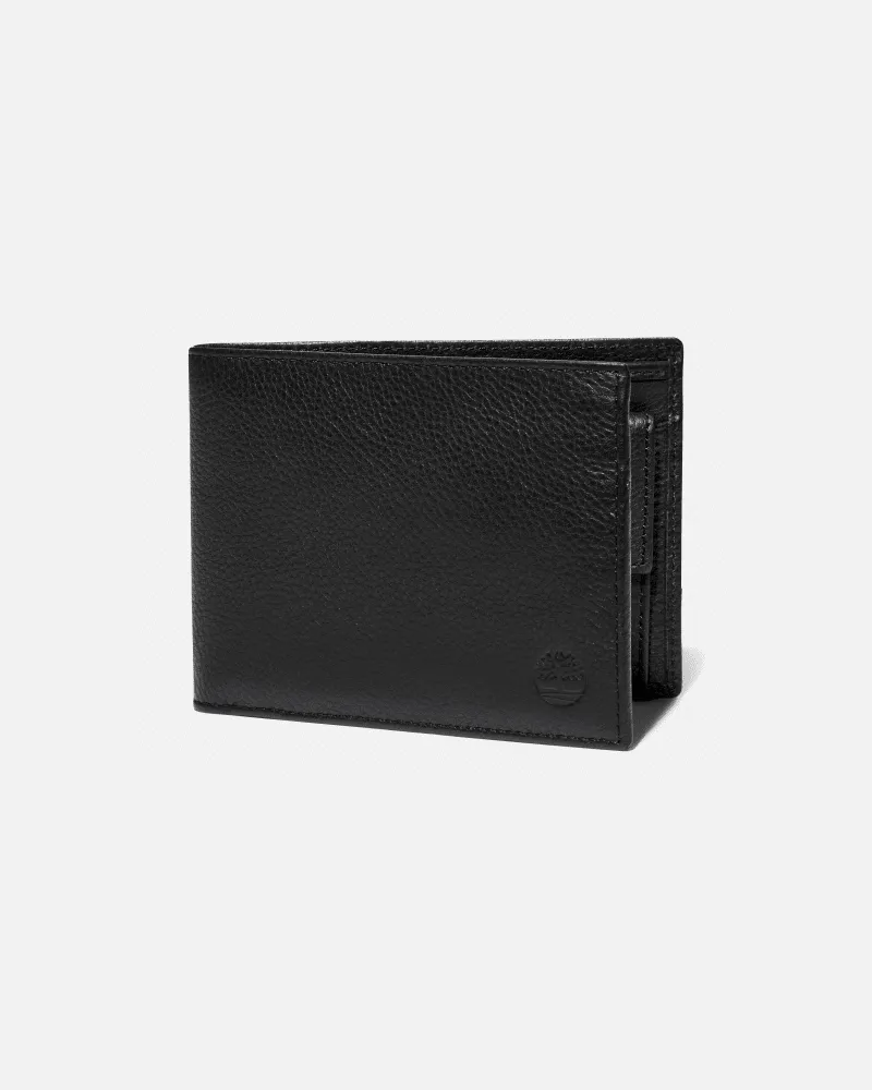 Timberland Faltbare Kennebunk Brieftasche Leder mit Münzfach für Herren in Schwarz, Herren, Schwarz Schwarz