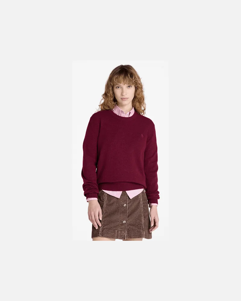 Timberland Rundhalspullover aus Merinowolle für Damen in Burgunderrot, Damen, Burgunderrot, Größe Burgunderrot