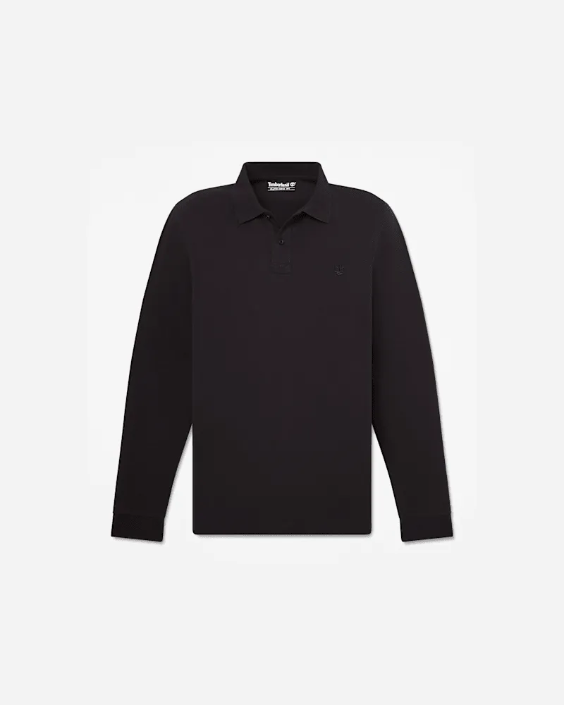 Timberland Oyster River Langarm-Polohemd in regulärer Passform für Herren in Schwarz, Herren, Schwarz, Größe Schwarz
