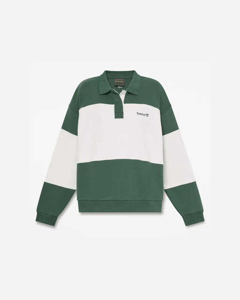 Timberland Rugby-Polo-Sweatshirt für Damen in Dunkelgrün/Hellbeige, Damen, Grün, Größe Grün