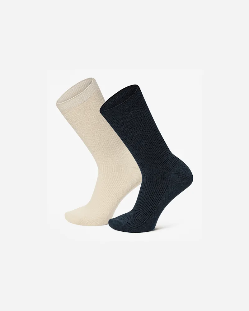 Timberland 2er Pack leichte Crew-Socken mit Rippung in Weiß, Weiß, Größe Weiß