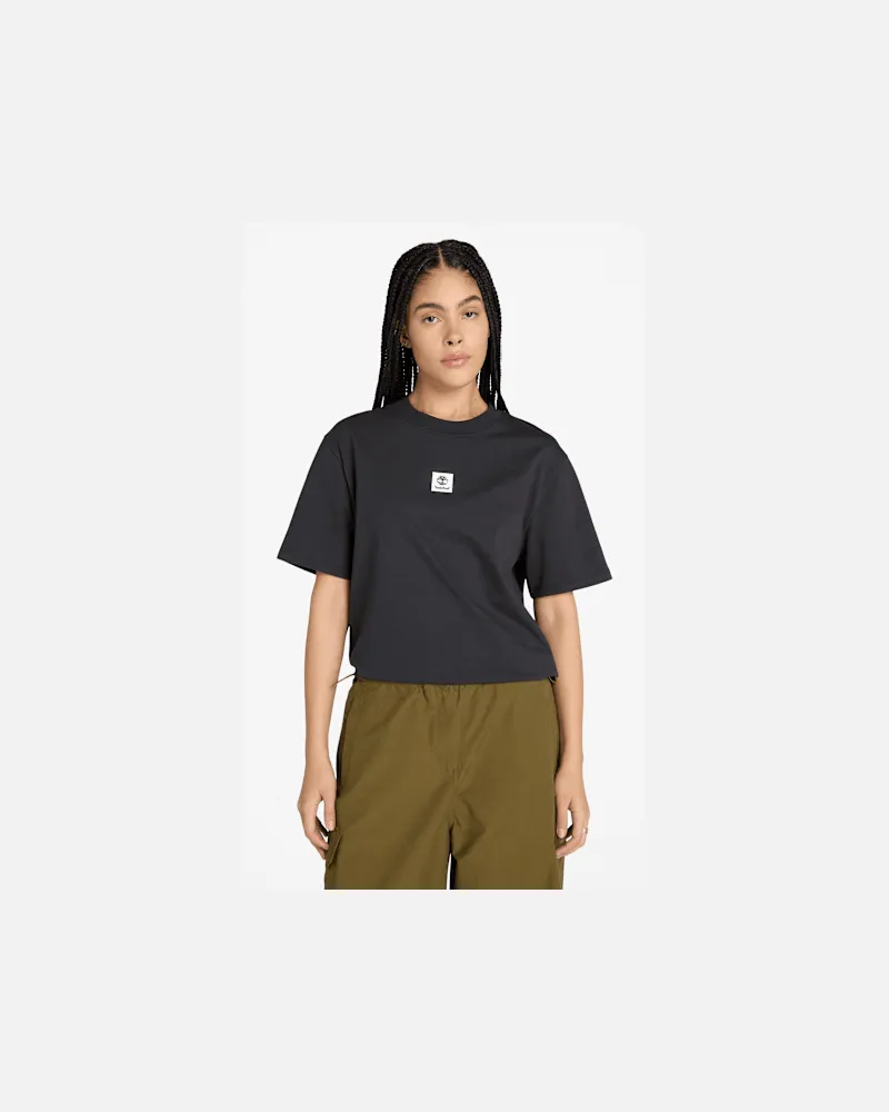 Timberland Kurzärmeliges Timberland T-Shirt mit Stack-Logo für Damen in Schwarz, Damen, Schwarz, Größe Schwarz