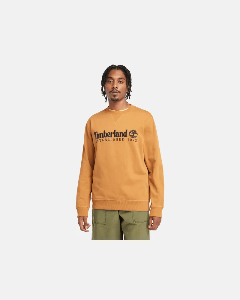 Timberland Sweatshirt mit Rundhalsausschnitt und gesticktem „Established 1973"-Logo für Herren in Gelb, Herren, Gelb, Größe Gelb