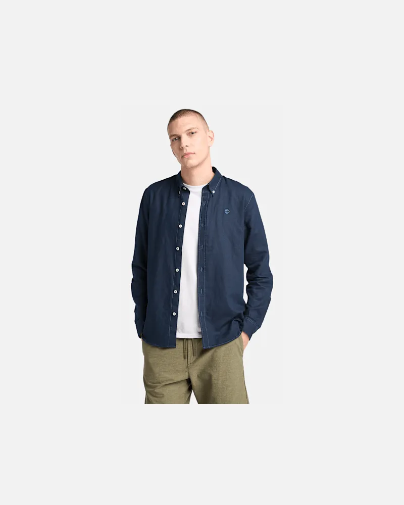 Timberland Lovell Lake Botton-Down-Langarmshirt für Herren in Dunkelblau, Herren, Blau, Größe Blau