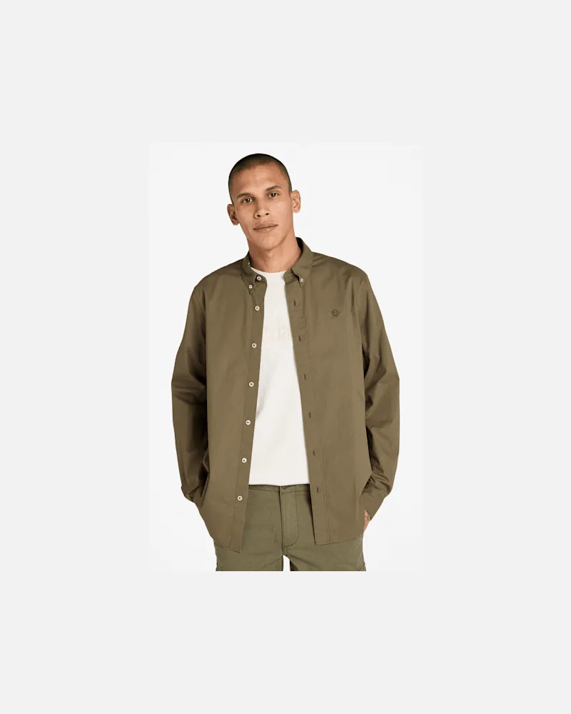 Timberland Langärmeliges Hemd aus Stretch-Popeline für Herren in Braun, Herren, Braun, Größe Braun