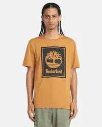 Timberland Kurzärmeliges T-Shirt mit gestapeltem Logo für Herren in und Schwarz, Mann Gelb