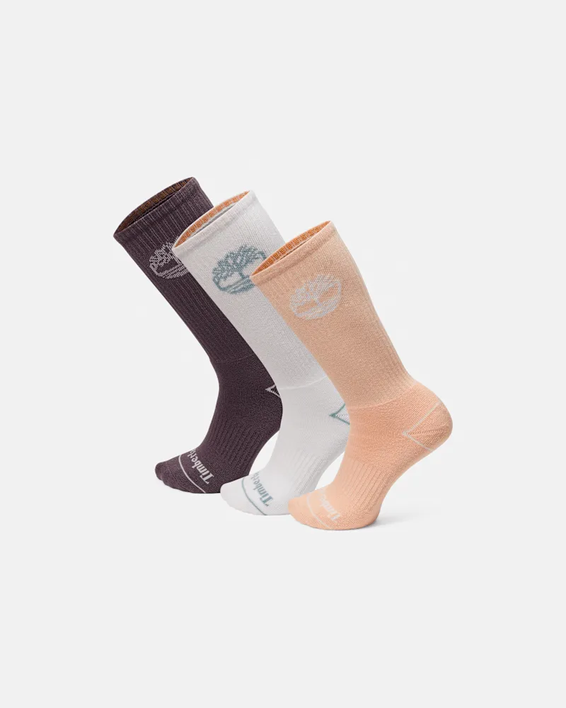 Timberland Bowden Tree Crew Socken mit Vollpolsterung im 3er-Pack Hellpink, Pink, Größe Pink