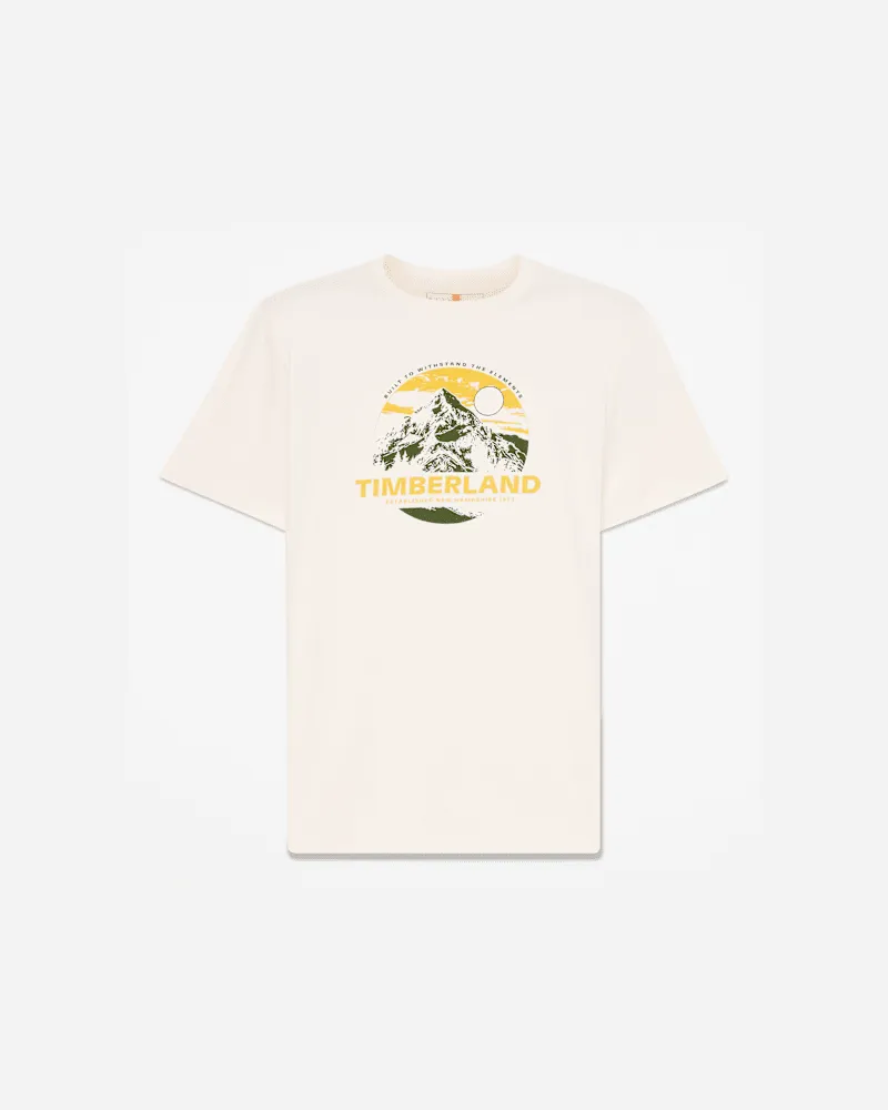 Timberland Kurzärmeliges T-Shirt mit Berggrafik für Herren in Weiß, Herren, Weiß, Größe Weiß