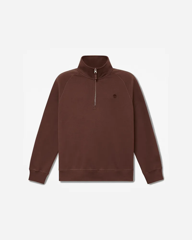 Timberland Exeter River Sweatshirt mit gesticktem Logo und Viertelreißverschluss für Herren in Dunkelbraun, Herren, Braun, Größe Braun