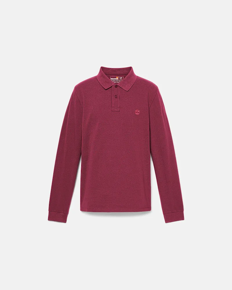 Timberland Millers River Langarm-Polohemd aus Pikee für Herren in Burgunderrot, Herren, Burgunderrot, Größe Burgunderrot