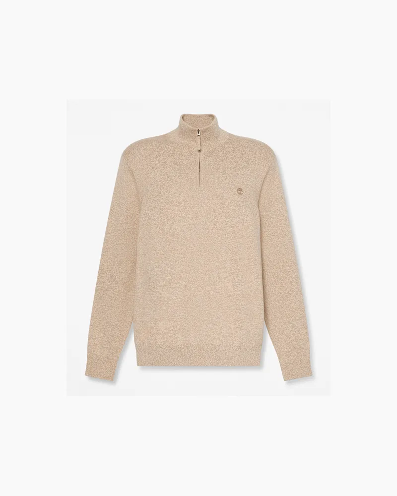 Timberland Williams River Baumwollpullover mit Viertelreißverschluss für Herren in Hellbeige, Herren, Beige, Größe Beige