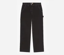 Gerade Hose aus Canvas für Damen in Schwarz, Damen, Schwarz, Größe