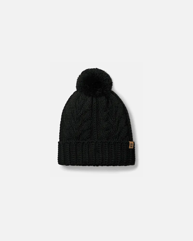 Timberland Strickmütze mit Zopfmuster in Schwarz, Damen, Schwarz Schwarz