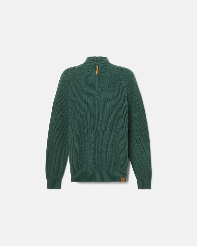 Timberland Strukturierter Williams River Pullover mit 1/4-Reißverschluss für Herren in Dunkelgrün, Herren, Grün, Größe Grün