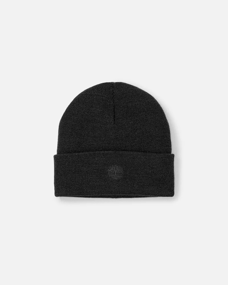 Timberland Mütze mit aufgesticktem Logo in Schwarz, Schwarz Schwarz