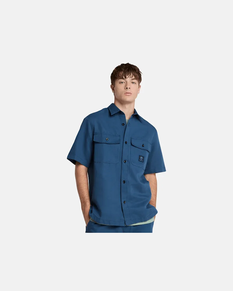Timberland Utility-Hemdjacke aus Baumwolle und Leinen für Herren in Dunkelblau, Herren, Blau, Größe Blau