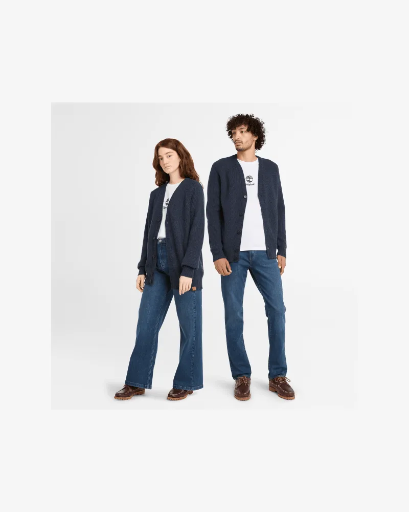 Timberland All Gender Phillips Brook Cardigan mit Raglanärmeln in Dunkelblau, Blau, Größe Blau