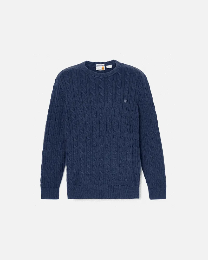 Timberland Williams River Rundhalspullover mit Zopfmuster für Herren in Dunkelblau, Herren, Blau, Größe Blau