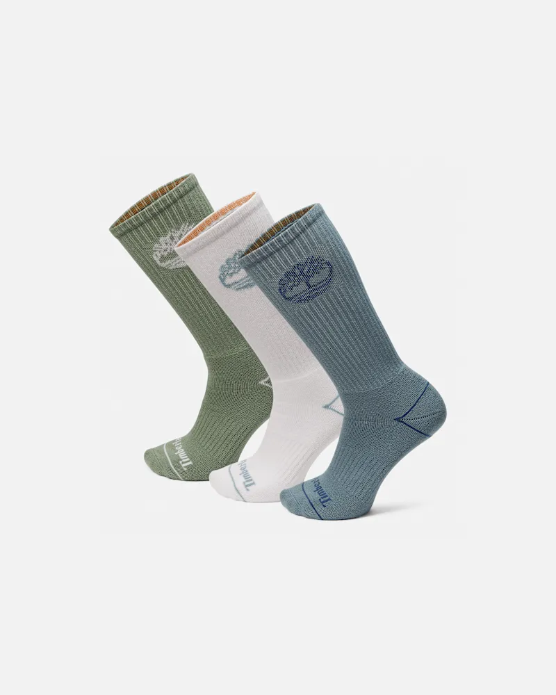 Timberland Bowden Tree Crew Socken mit Vollpolsterung im 3er-Pack Grün, Grün, Größe Grün