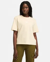 Timberland Kurzarm-T-Shirt mit gestapeltem Logo für Damen in , Frau Beige