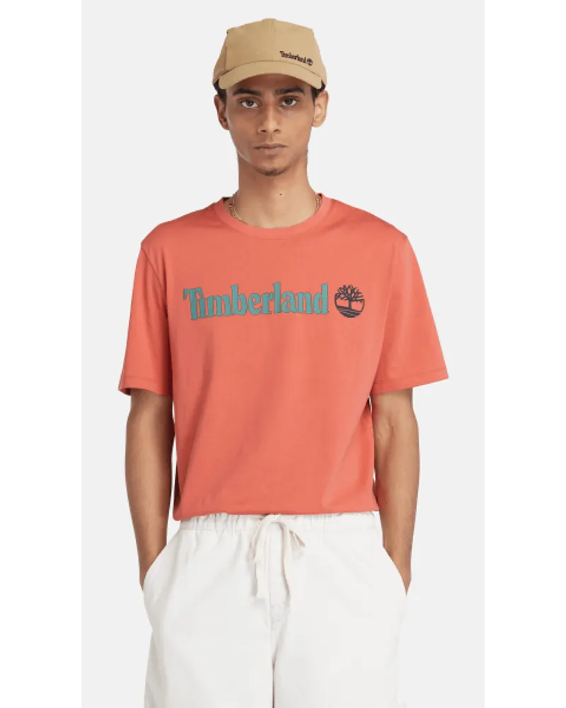 Timberland T-Shirt mit linearem Logo für Herren in Hell, Mann Orange