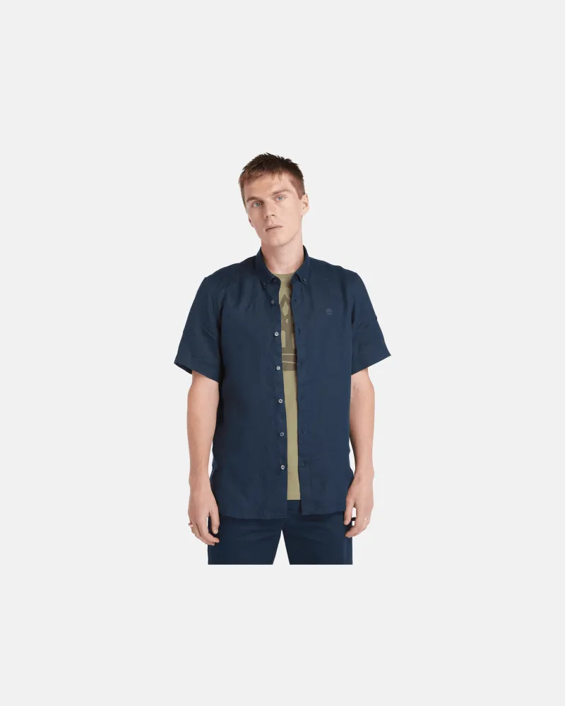 Timberland Mill Brook Kurzärmeliges Leinenhemd für Herren in Dunkelblau, Herren, Navyblau, Größe Navyblau