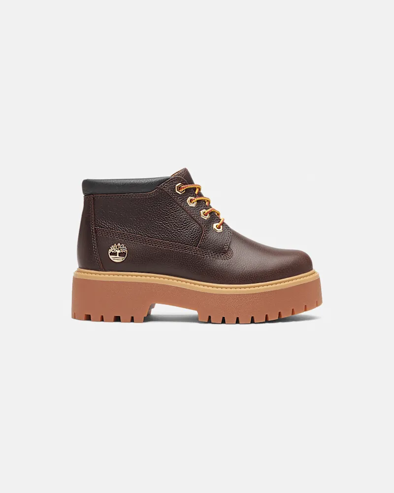 Timberland Wasserdichter halbhoher Stone Street Espresso Chukka Plateau-Boot zum Schnüren für Damen in Dunkelbraun/Schwarz, Damen, Braun, Größe Braun