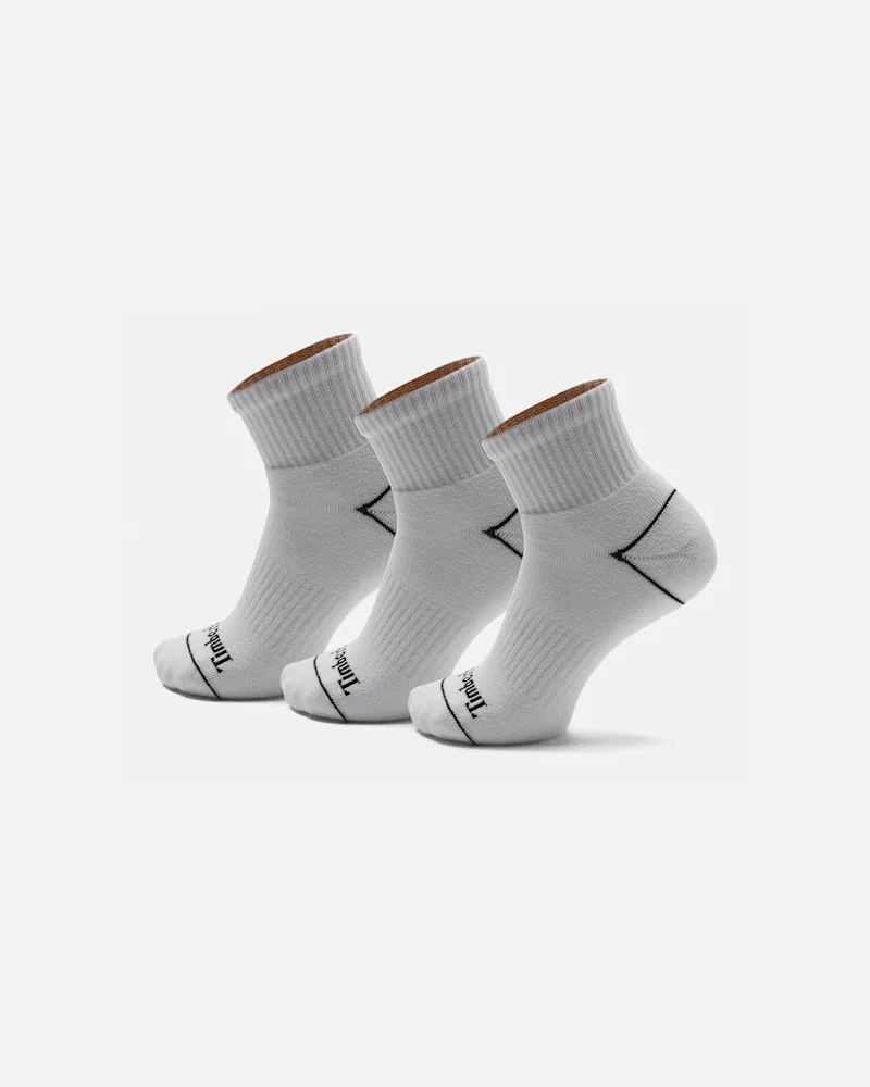 Timberland 3er-Pack vollständig gepolsterter Bowden Sneakersocken in Weiß, Weiß, Größe Weiß