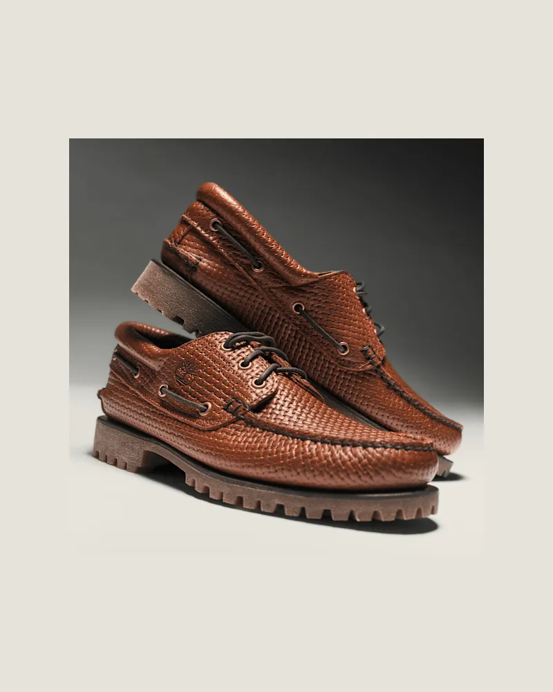 Timberland Handgenähter Timberland Authentic 3-Eye Lug Bootsschuh für Herren in Braun, Herren, Braun, Größe Braun