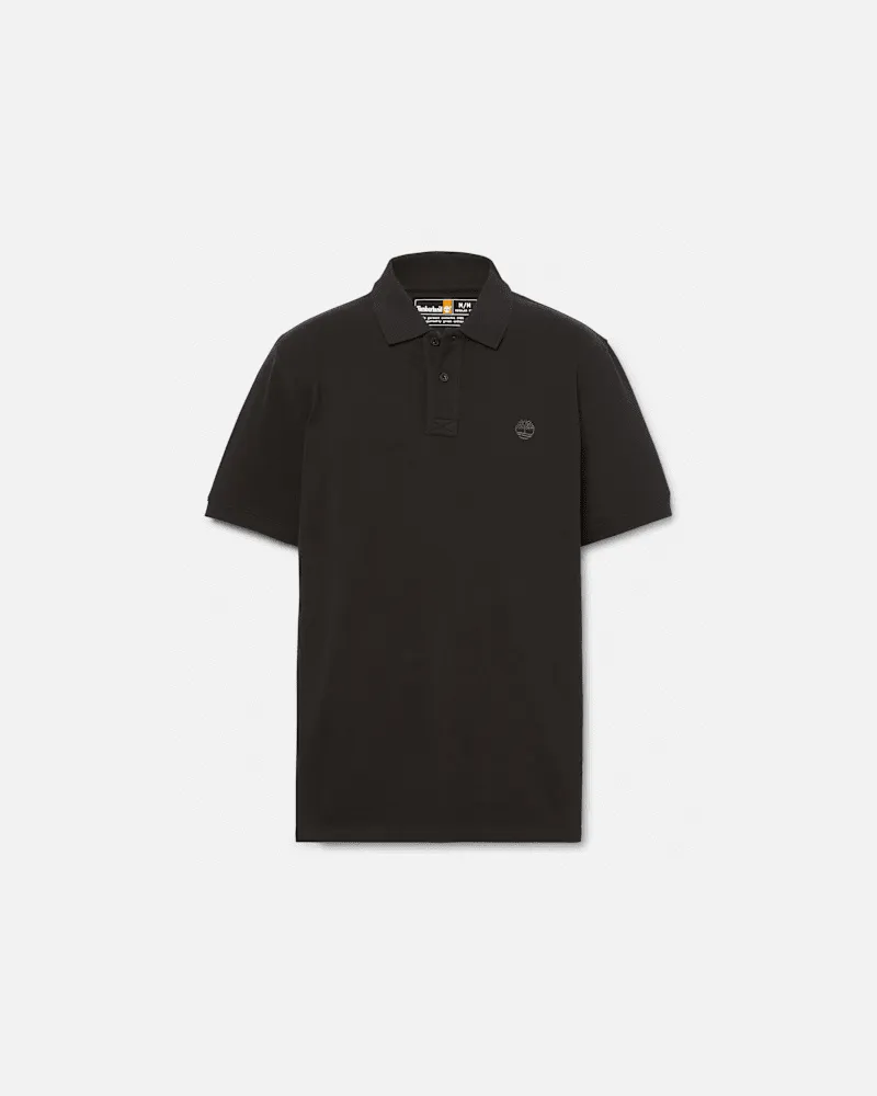 Timberland Millers River Kurzarm-Polohemd aus Pikee für Herren in Schwarz, Herren, Schwarz, Größe Schwarz