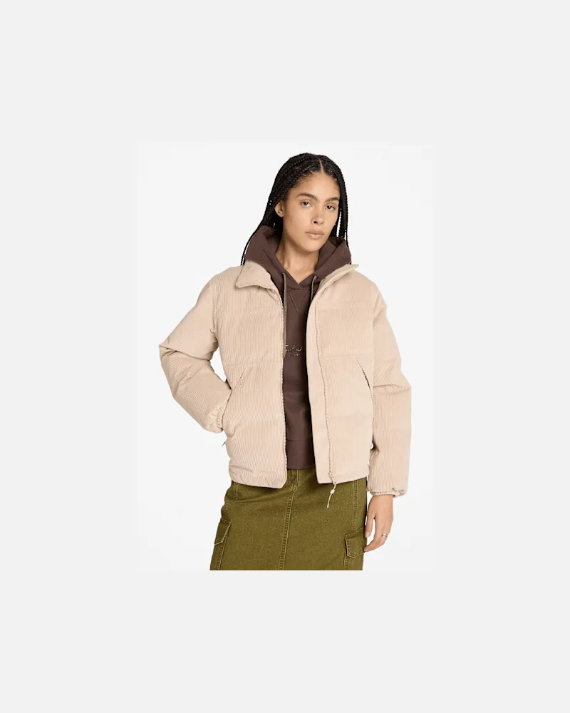 Timberland Wasserdichte Welch Mountain Cord-Steppjacke für Damen in Beige, Damen, Beige, Größe Beige