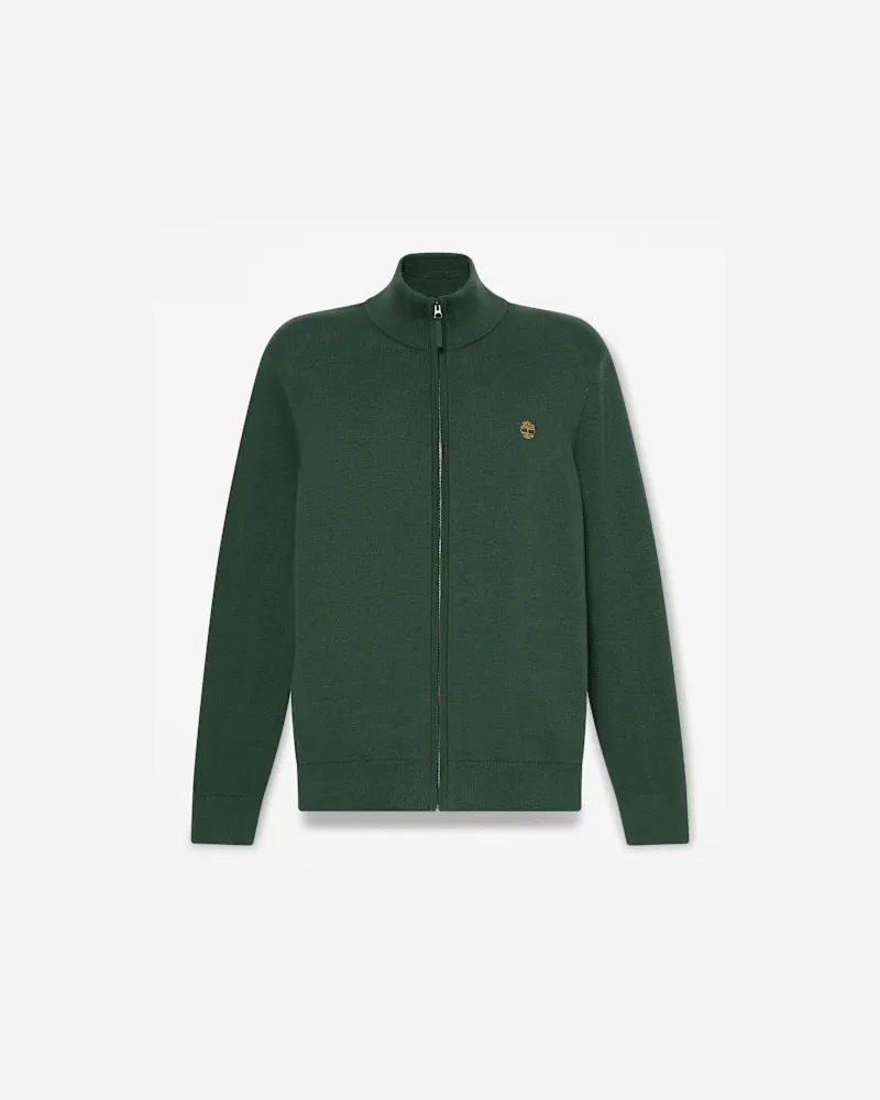 Timberland Williams River Baumwollpullover mit durchgehendem Reißverschluss für Herren in Dunkelgrün, Herren, Grün, Größe Grün