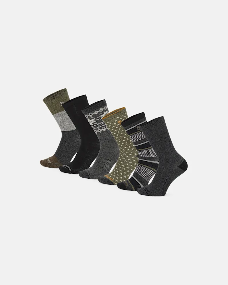Timberland Geschenkset Crew-Socken im 6er-Pack für Herren in Dunkelgrau, Herren, Grau, Größe Grau