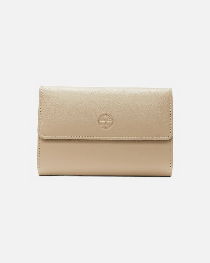 Timberland Lederbrieftasche mit Druckknopfüberschlag Beige, Beige Beige