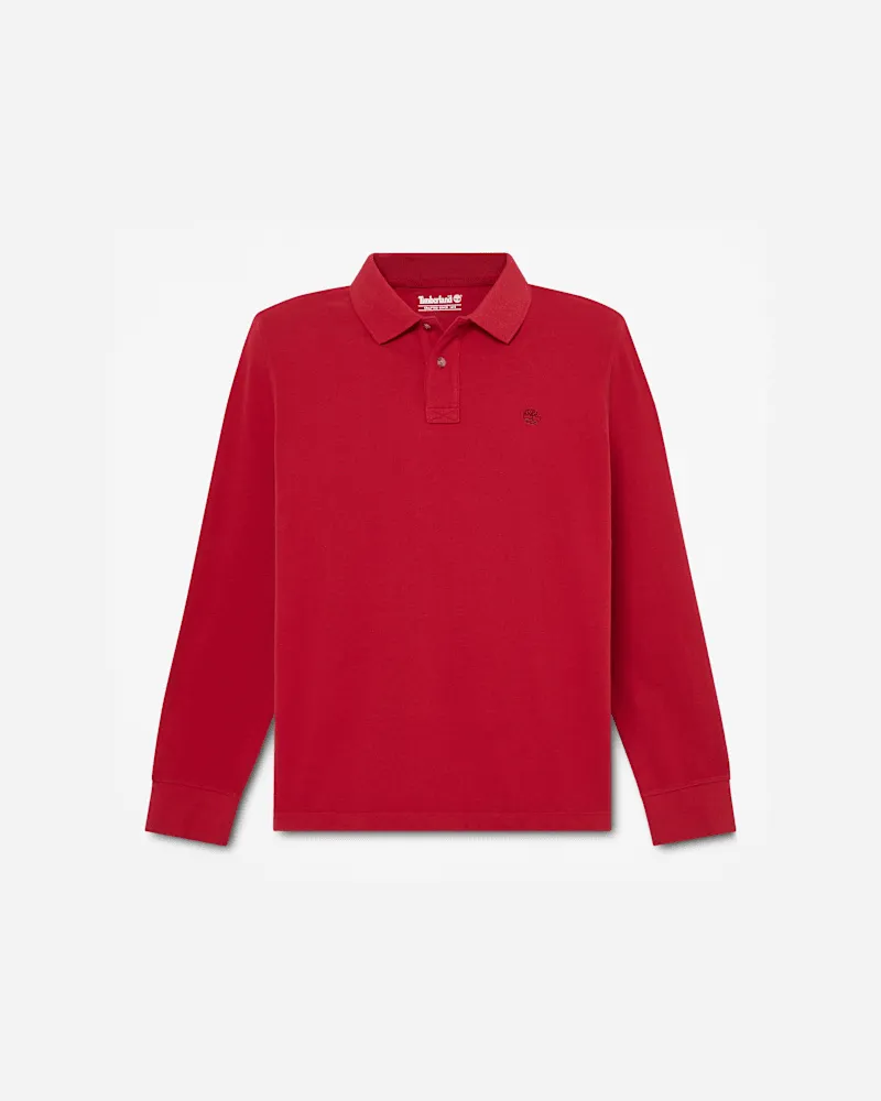 Timberland Millers River Langarm-Poloshirt für Herren in Rot, Herren, Rot, Größe Rot