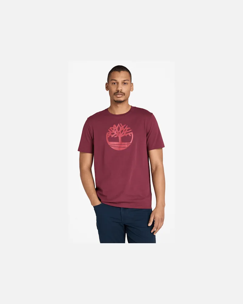 Timberland Kennebec River Kurzarm-T-Shirt mit Baumlogo für Herren in Burgunderrot, Herren, Burgunderrot, Größe Burgunderrot