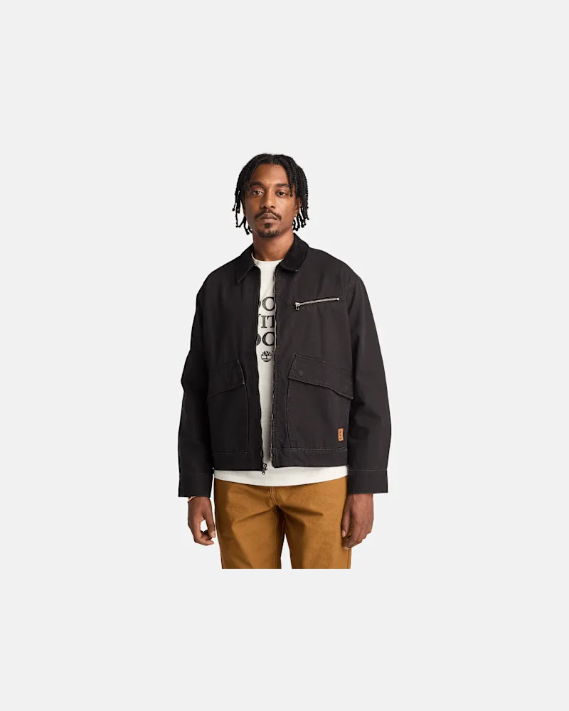 Timberland Strafford Jacke aus gewaschenem Canvas für Herren in Schwarz, Herren, Schwarz, Größe Schwarz