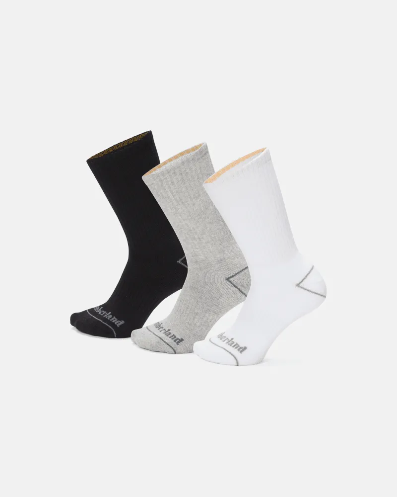 Timberland All Gender Bowden Crew Socken im 3er-Pack in Mehrfarbig, Mehrfarbig, Größe Mehrfarbig